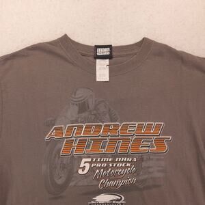 Main Gate Andrew Hines Graphic Motorcycle Racing T Shirt Mens Size Medium M Gray